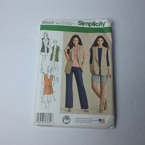Simplicity 8054 Sewing Pattern Misses Lined Vest & Knit Top Size 8–16 2016 Uncut